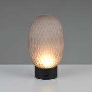 LED-bordlampe Facette, røggrå, USB, glas