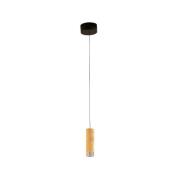 LED-pendellampe Shine-Wood, Ø 13 cm eg/sort træ/akryl