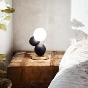 Bordlampe Micky, sort/messing, træ, dæmpbar, G9
