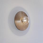 Væglampe Lunar, hvid/træfarvet, Ø 30 cm, G9