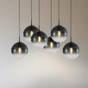 Lucande hængelampe Veloura, 6 lyskilder, 100 cm, glas, træ