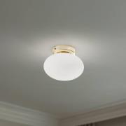 Loftlampe Ufo, guld/hvid, Ø 18 cm, glas, G9