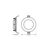 OSRAM indbygget loftlampe med LED SLIM, Ø 12 cm, 3.000 K, hvid