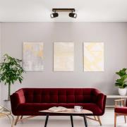 Loftspot Duta, længde 40 cm, sort/træfarvet, 2 lyskilder.