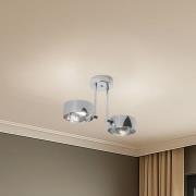 Loftlampe Mado, stål kromfarvet, glas røgfarvet, 2 lyskilder