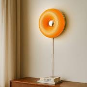 Lindby LED-bord-/væglampe Fjora, orange/krom, Ø30cm, dæmpbar