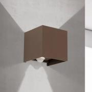 Udendørs LED-væglampe Cube-S, corten, metal, sensor