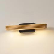 Lucande LED-væglampe Lieske, 40 cm, træ, sort