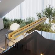 LED-hængelampe Chile S, eg/granit, længde 116 cm