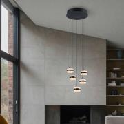 LED-pendellampe Dios, nikkelfarvet, Ø 45 cm, CCT, 5 lyskilder