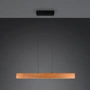 LED-pendellampe Edgewood, længde 115 cm, træfarvet, træ CCT