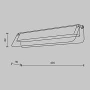 LED-væglampe FLAT, grå/messing, bredde 43 cm, glas/metal