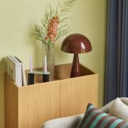 HÜBSCH bordlampe Mush, brun, metal, højde 50 cm