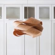 LZF Hængelampe Link, kirsebærtræ/nikkelfarvet, Ø 46 cm, træ