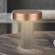 LED-batteridrevet bordlampe Bito, bronze/antracit, højde 20 cm, IP44