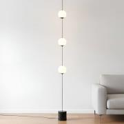 Lucande LED-gulvlampe Sphere, sort/opal, glas, dæmpbar