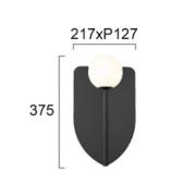 Væglampe Fedora, højde 37 cm, sort, metal/glas