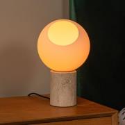 Bordlampe Davin, højde 26 cm, cremefarvet/hvid, sten/glas