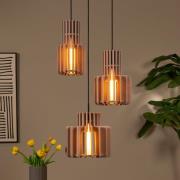 Hængelampe Rollo, taupe, Ø 50 cm, stof/metal/glas, 3 lyskilder