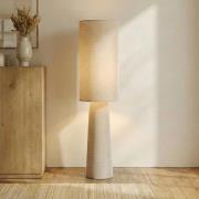 Lindby gulvlampe Elfie, højde 124 cm, beige, linned, 2x E27