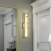 udendørs LED-væglampe BLAKLEY, guld/alabast, højde 61 cm, IP44