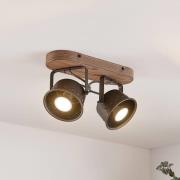 Lindby loftspot Rubinjo, 31 cm, 2 lyskilder, træ, GU10