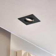 PRIOS indbygningslampe Fibur, sort, 9 cm, GU10, 10 stk.