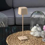 LED-batteridrevet bordlampe Capri, højde 25 cm, sandfarvet, IP54