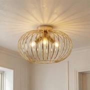 Loftslampe Globe, guldfarvet, Ø 51 cm, 3 lyskilder, E27