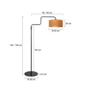 Gulvlampe Bloeba, sort/guldfarvet, højde 165 cm, velour