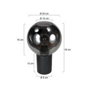 Bordlampe Bloeba, sort/røggrå, Ø 20 cm, glaskugle