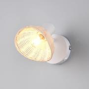 Væglampe Calvi, hvid, naturratan, Ø 13 cm, afbryder