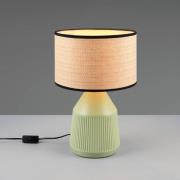 Bordlampe Formentera, grøn/beige, højde 43 cm Keramik/papir