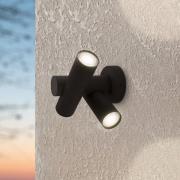 LED-væglampe Fossignano, højde 25 cm, sort, metal, 2 lyskilder