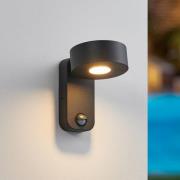 udendørs LED-væglampe Palosco, sort Højde 17 cm Metal Sensor