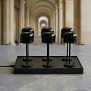 LED-batteridrevet bordlampe Quill, sort, 6 stk., ladestation