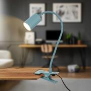 LED-klemmelampe Fleks, dueblå, fleksibel, metal