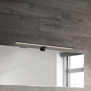 LED-spejllampe Dun 2 i 1, sort mat, IP44, længde 50 cm
