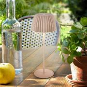 LED-batteridrevet bordlampe Brilo unplugged Riffle, 36 cm, beige