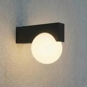 Lucande LED-udendørs væglampe Vijon, sort, CCT, IP44
