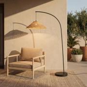 Lucande udendørs gulvlampe Taniola, konisk, rattan, 195 cm, IP44