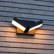 udendørs LED-væglampe TWISTO, mørkegrå, bredde 15 cm, IP65