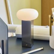 LED-batteridrevet bordlampe LOW, nikkelfarvet, højde 20 cm, metal