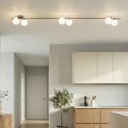 Loftlampe Imelo, brun, 6 lyskilder, glas, længde 200 cm