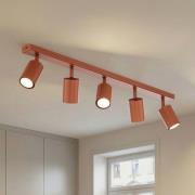 Loftspot Zoom, 5 lyskilder, rød, stål, GU10