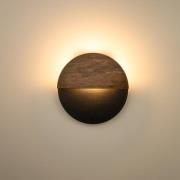 LED-væglampe Luna S, sort/wenge, stål, træ, 3.000 K