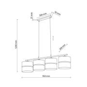 Hængelampe Calma, 4 lyskilder, beige, raffia, længde 95 cm