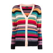 Multifarvet Swirl Stripe Uld Cardigan