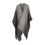 Poncho-Stil Cape med Frynser Detaljer