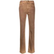 Brun Straight-Leg Jeans med Broderet Logo